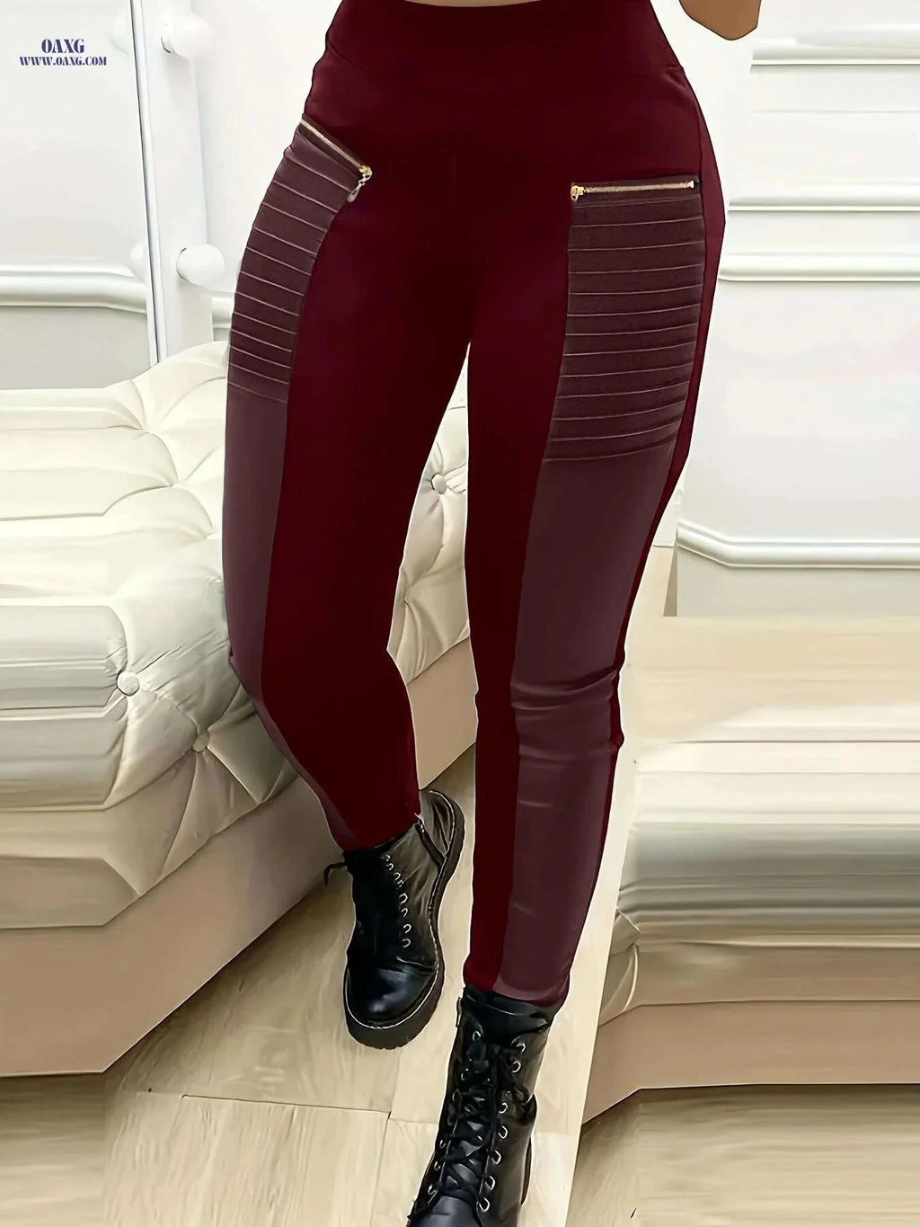 Elegant Women’s Solid Color Skinny Pants - Casual Slim Fit Trousers   OAXG Black / S