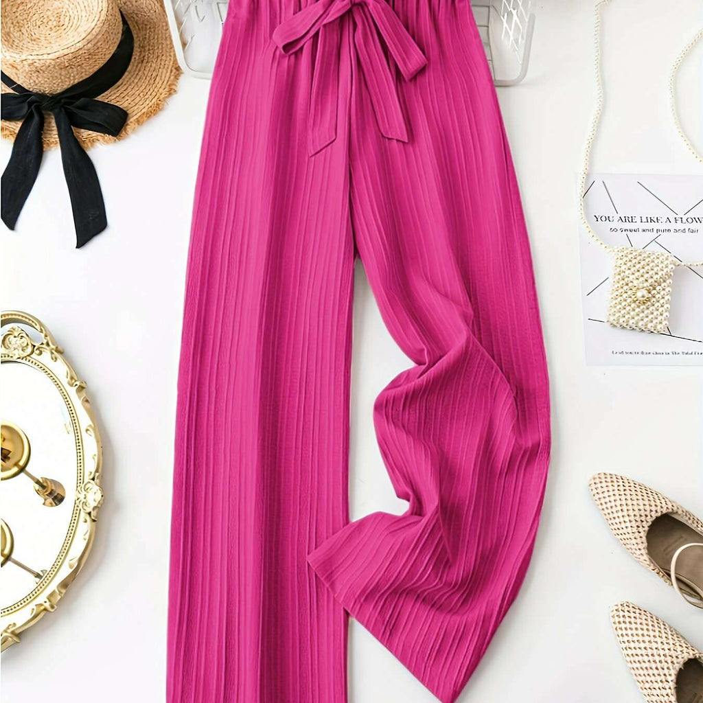 Elegant Women's Straight-Leg Pants - Brown All-Season Casual Trousers   OAXG 