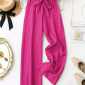 Elegant Women's Straight-Leg Pants - Brown All-Season Casual Trousers   OAXG 