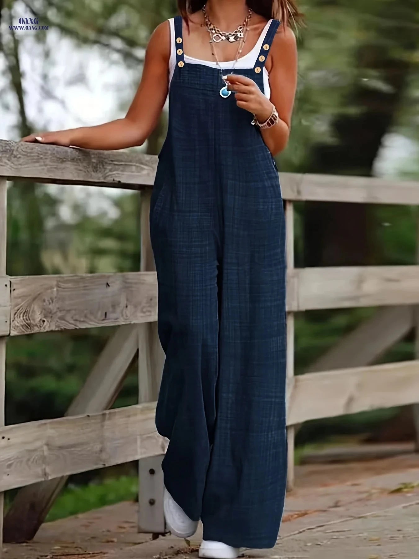 Elegant Women's Strapless Jumpsuit - Casual Beachwear, Machine Washable   OAXG Blue Navy / S