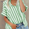 Elegant Women's Striped Cardigan Button-Up Top - Spring Summer Style   OAXG Mixed colors / S