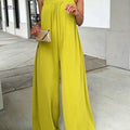 Elegant Women’s Summer Jumpsuit - Casual Solid Color with Straps   OAXG 