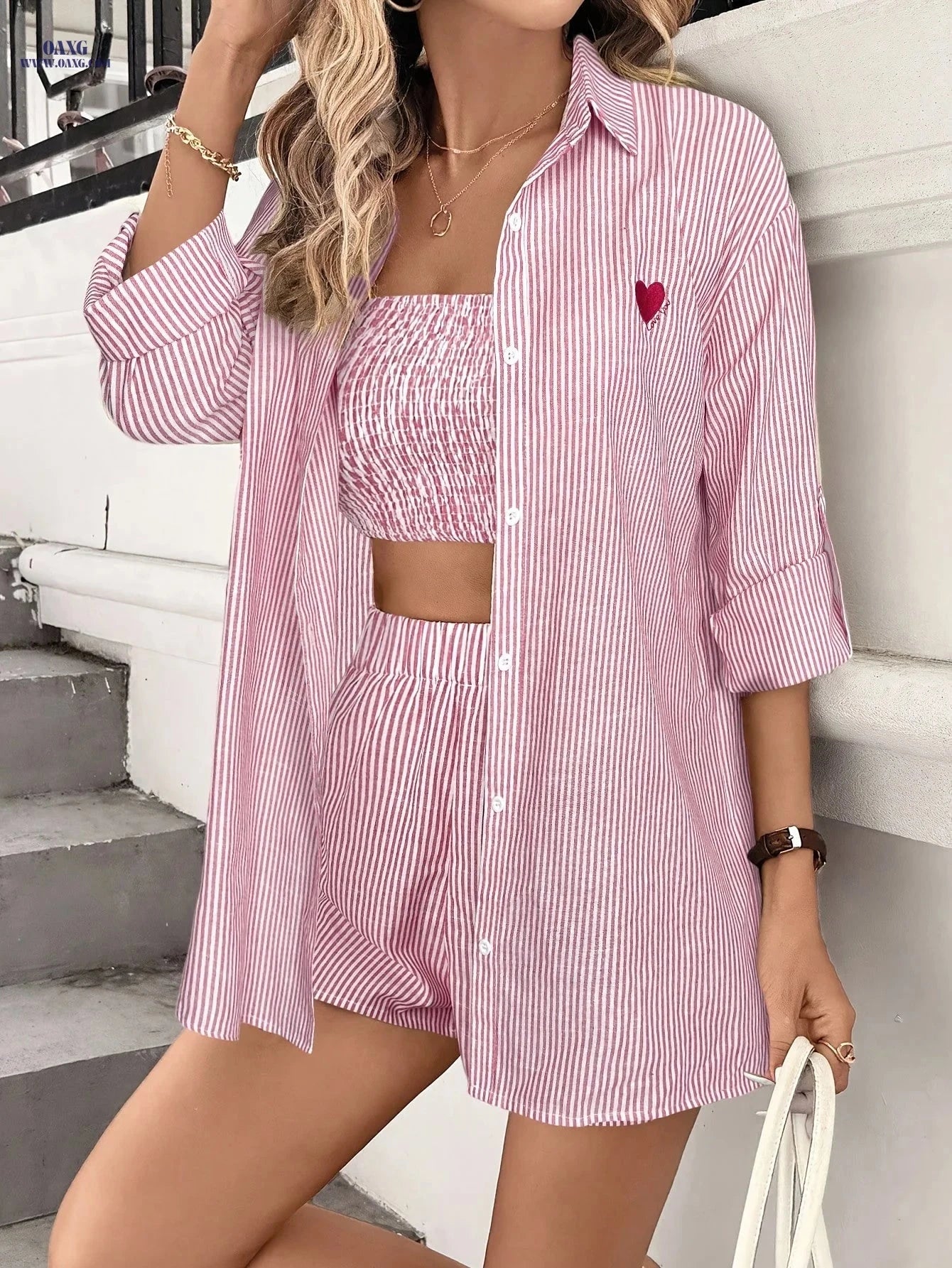 Elegant Women’s Three-Piece Outfit - Perfect for Spring/Summer Style   OAXG 