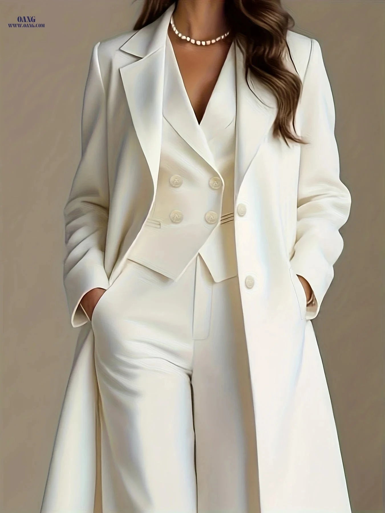Elegant Women's Three-Piece Suit - Blazer, Vest & Trousers Set   OAXG 