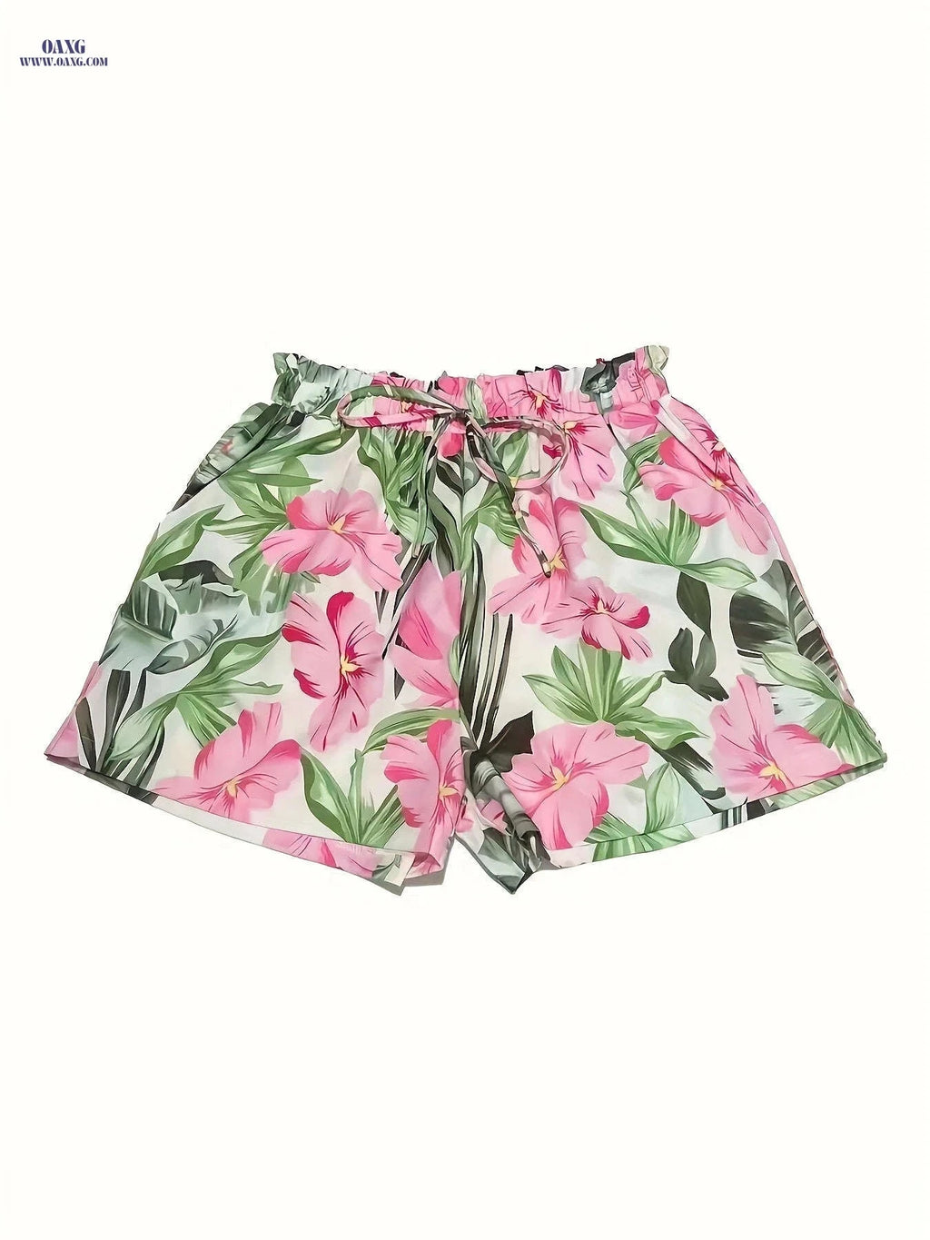 Elegant Women's Tropical Floral Print Shorts - Casual Summer Style   OAXG 