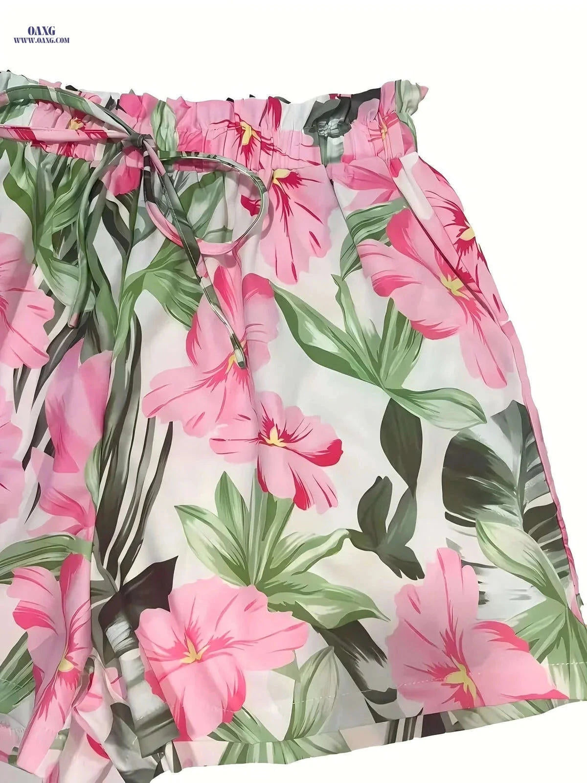 Elegant Women's Tropical Floral Print Shorts - Casual Summer Style   OAXG 