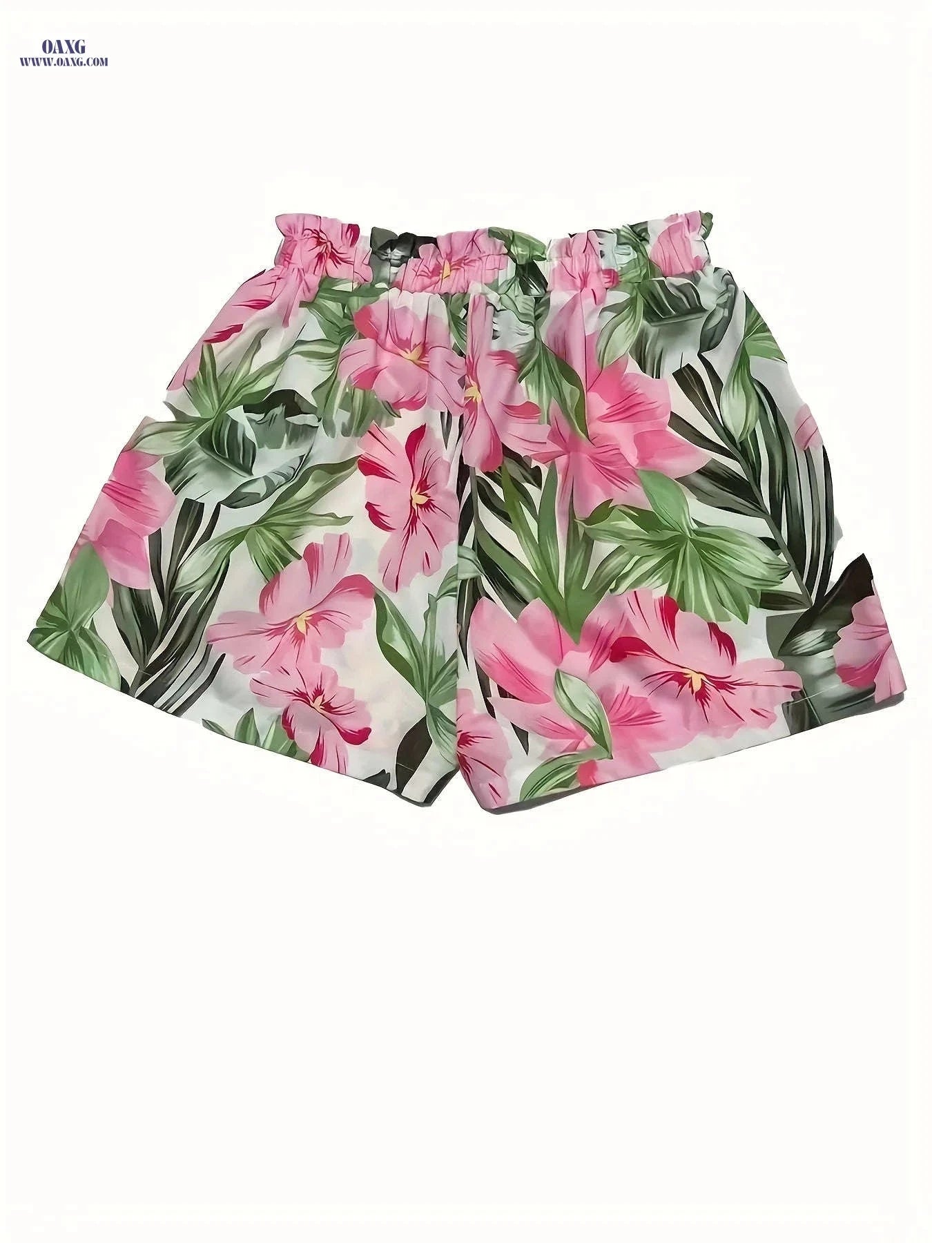 Elegant Women's Tropical Floral Print Shorts - Casual Summer Style   OAXG 