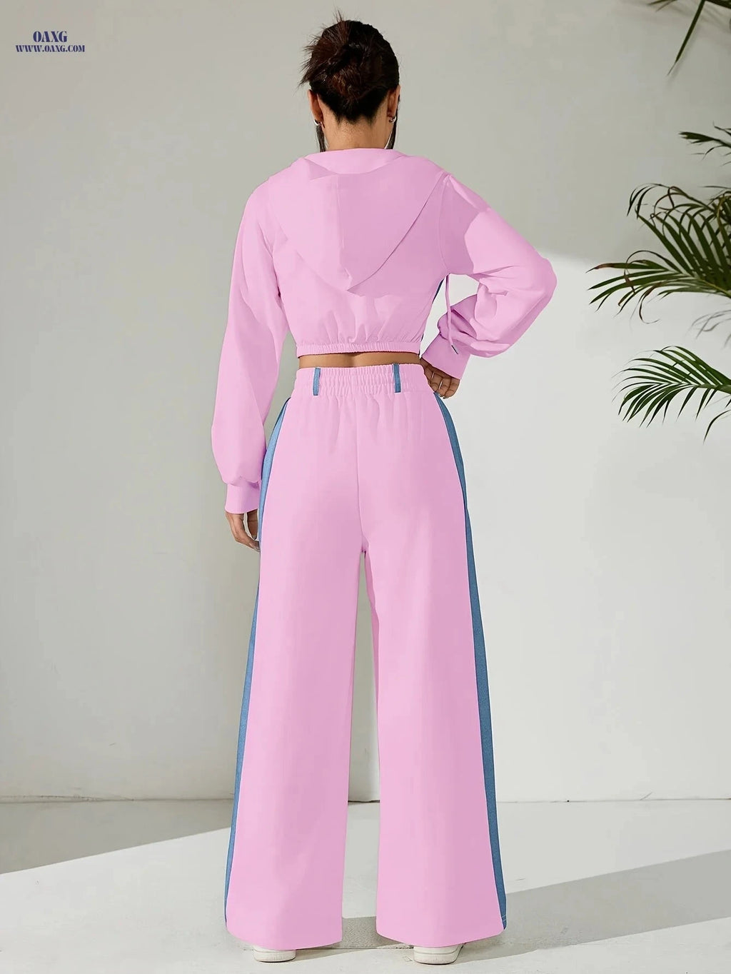Elegant Women's Two-Piece Suit Set - Zip-Up Jacket & Casual Pants   OAXG White / XS