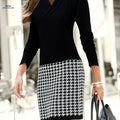 Elegant Women’s V-Neck Bodycon Dress - All-Season Versatile Style   OAXG Black / S