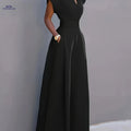 Elegant Women's V-Neck Jumpsuit - Solid Color, Casual Style   OAXG 