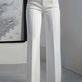 Elegant Women's White Trousers - Straight Leg, Machine Washable   OAXG White / S