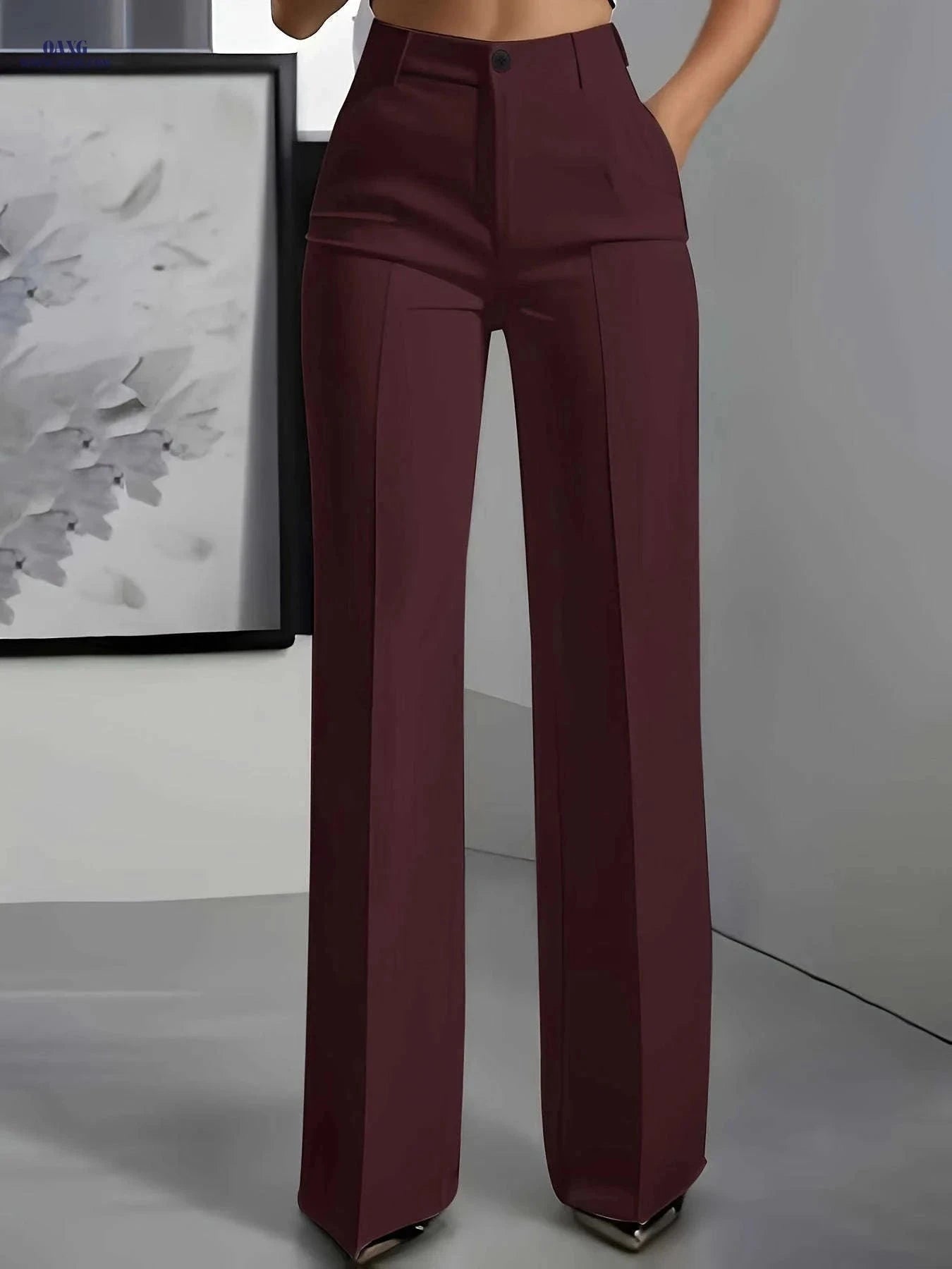 Elegant Women's White Trousers - Straight Leg, Machine Washable   OAXG White / S