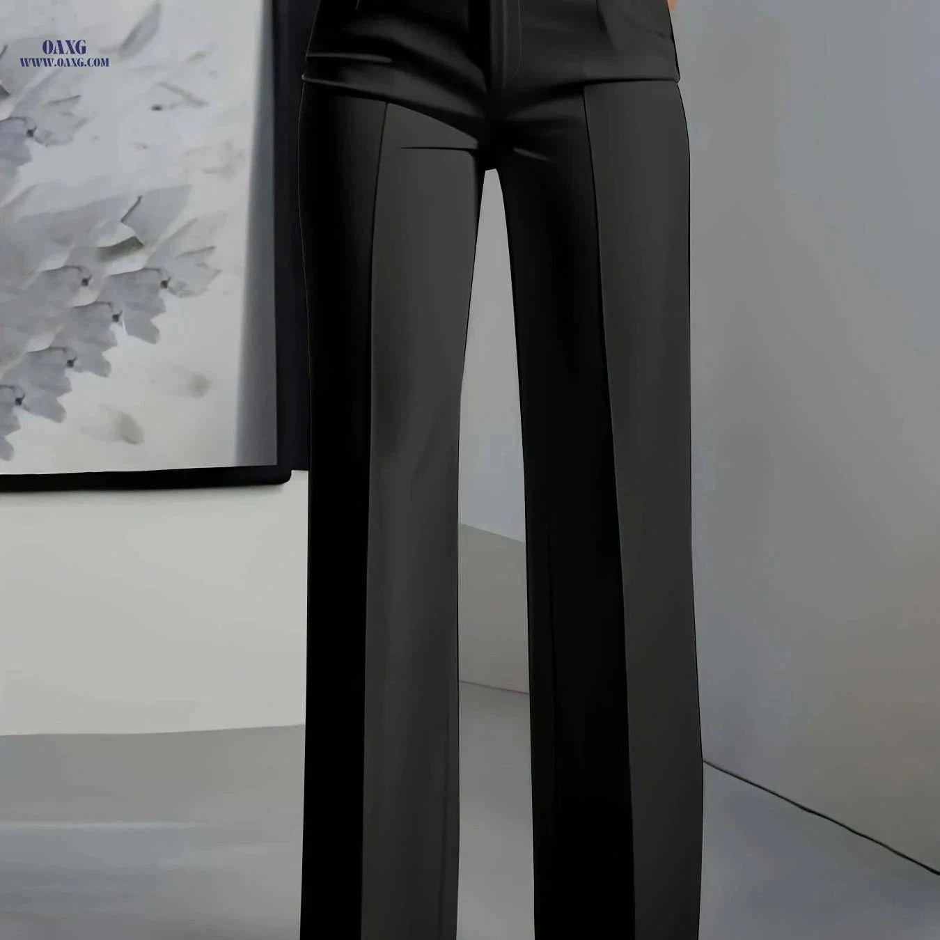 Elegant Women's White Trousers - Straight Leg, Machine Washable   OAXG White / S