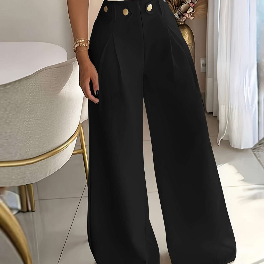 Elegant Women's Wide Leg Trousers - Casual All-Season Pants   OAXG 