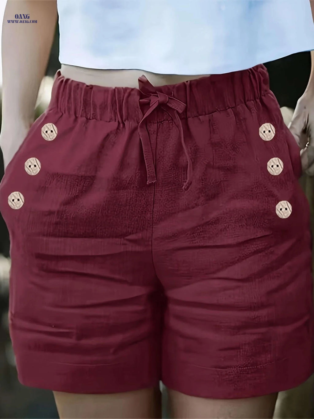 Elegant Women's Solid Color Shorts with Pockets - Summer Style   OAXG 