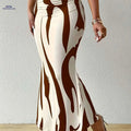 Elegant Zebra Print High-Waisted Mermaid Skirt for Women - Slim Fit   OAXG 