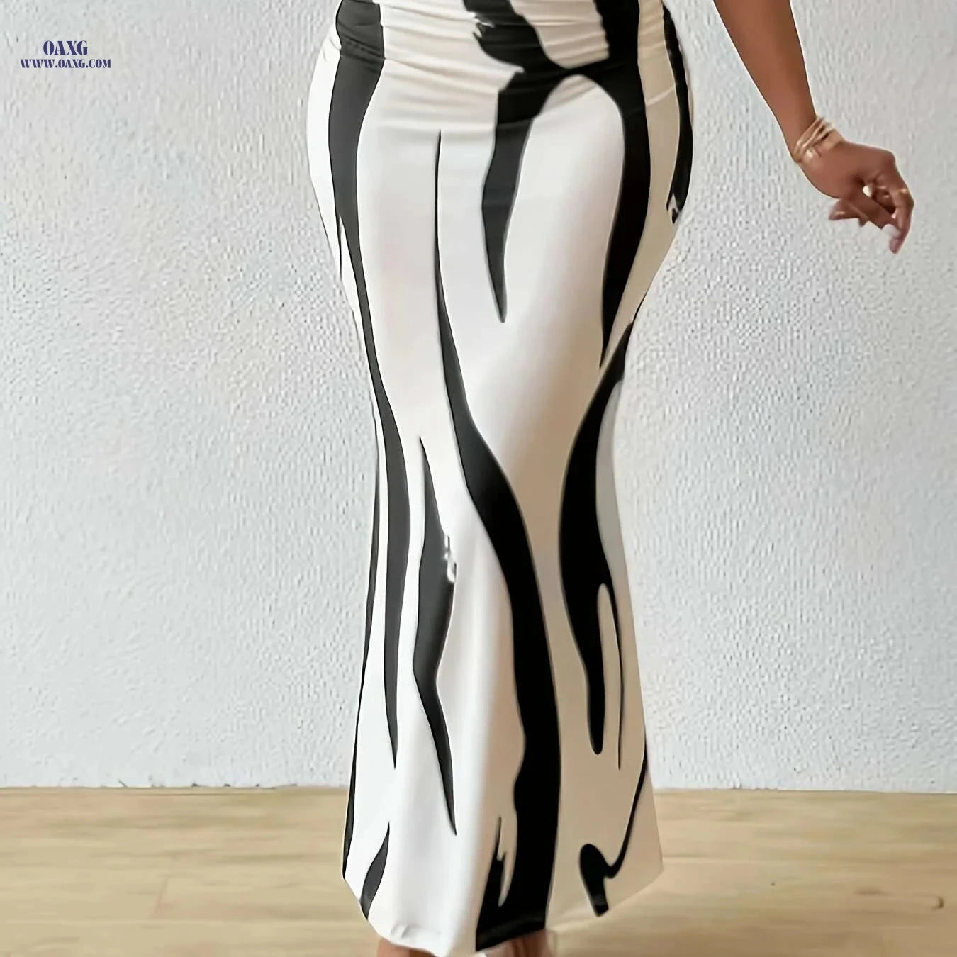 Elegant Zebra Print High-Waisted Mermaid Skirt for Women - Slim Fit   OAXG 