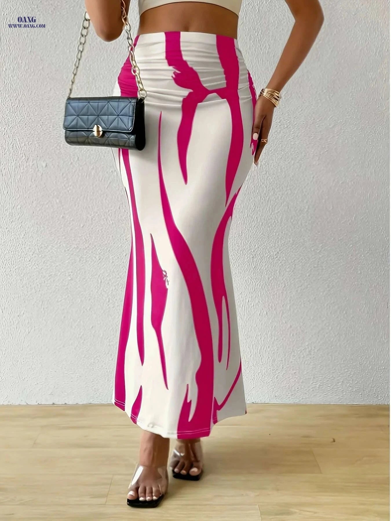 Elegant Zebra Print High-Waisted Mermaid Skirt for Women - Slim Fit   OAXG 