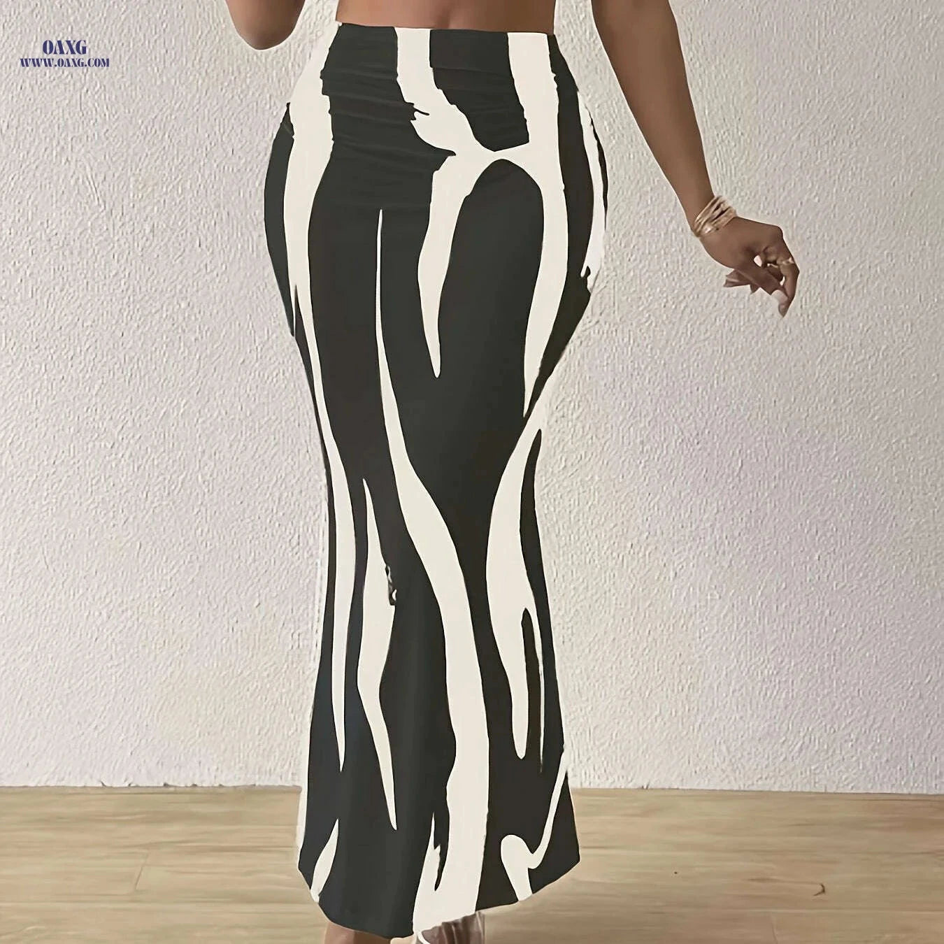 Elegant Zebra Print High-Waisted Mermaid Skirt for Women - Slim Fit   OAXG 