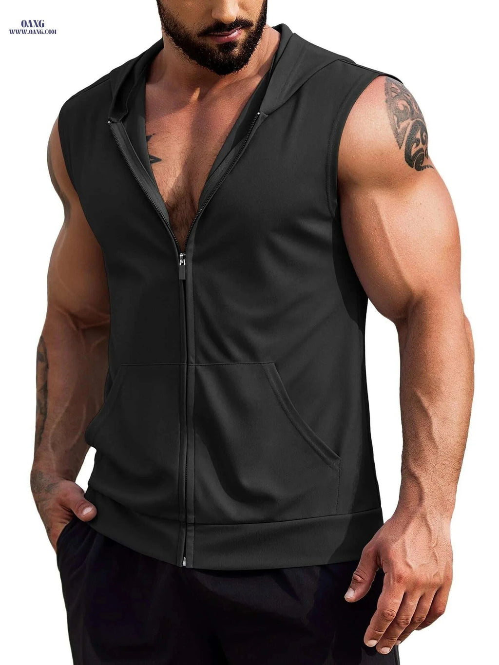 ELESOL Men's Hooded Workout Tank Top - Sleeveless Gym Shirts 2 Pack   OAXG White / S