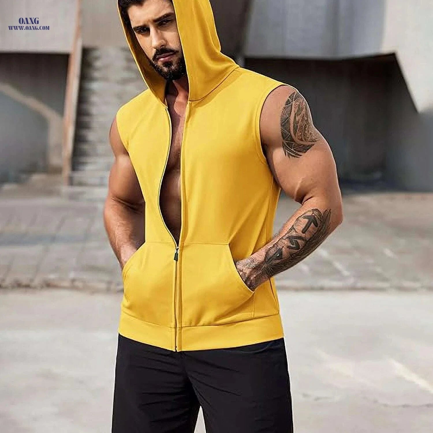ELESOL Men's Hooded Workout Tank Top - Sleeveless Gym Shirts 2 Pack   OAXG White / S