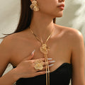 Ensemble Bijoux Élégant 4pcs - Collier, Boucles d'Oreilles, Anneau   OAXG 