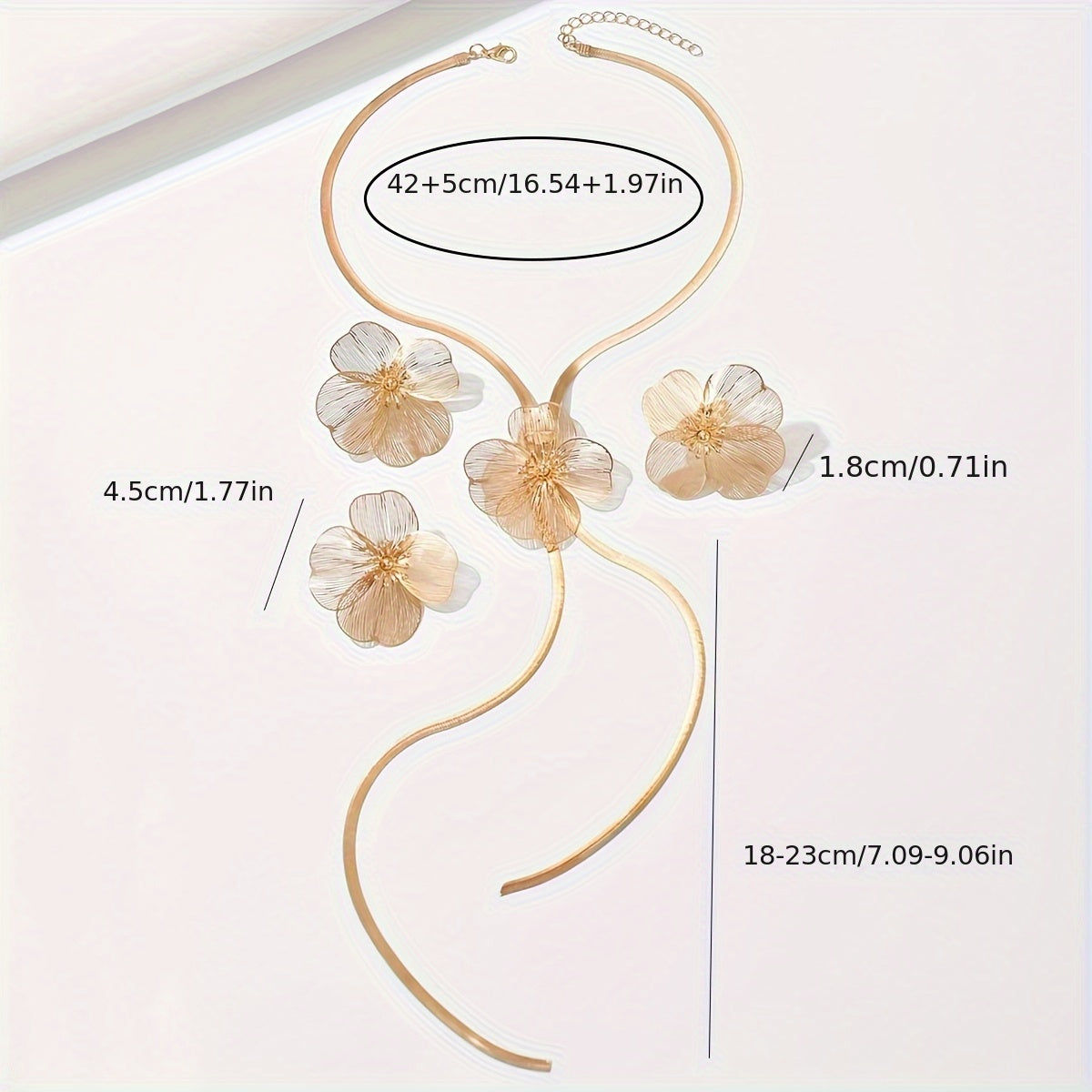 Ensemble Bijoux Élégant 4pcs - Collier, Boucles d'Oreilles, Anneau   OAXG Golden