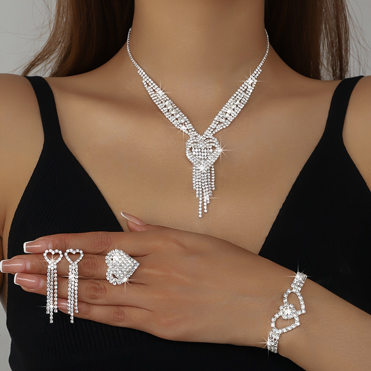 Ensemble Bijoux Mariage Luxe - Collier, Bracelet, Boucles d'Oreilles   OAXG 