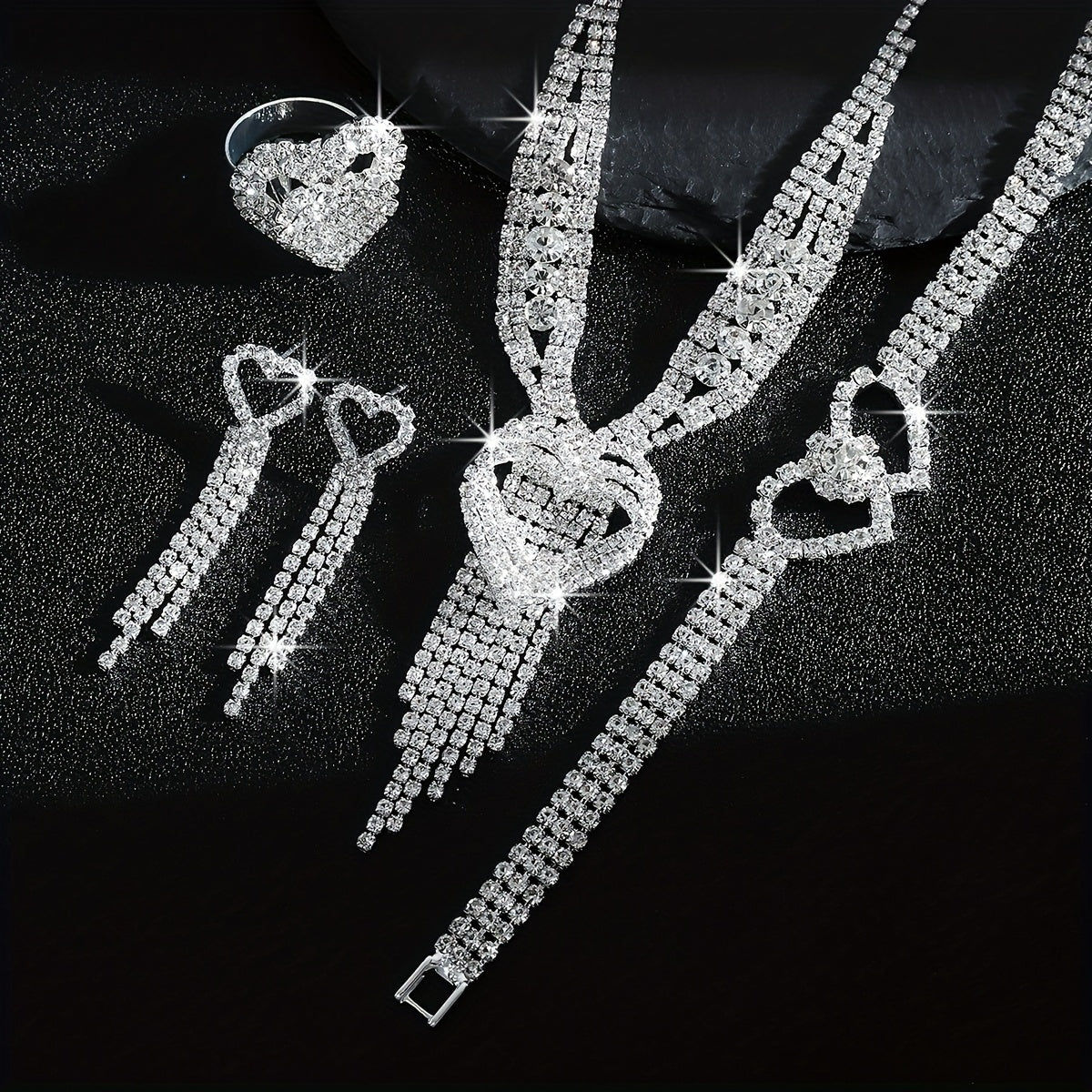 Ensemble Bijoux Mariage Luxe - Collier, Bracelet, Boucles d'Oreilles   OAXG 