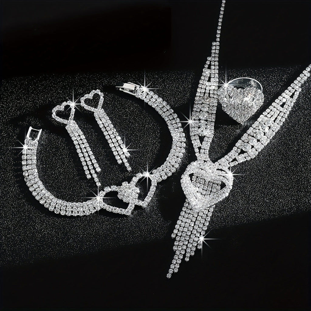 Ensemble Bijoux Mariage Luxe - Collier, Bracelet, Boucles d'Oreilles   OAXG Silvery