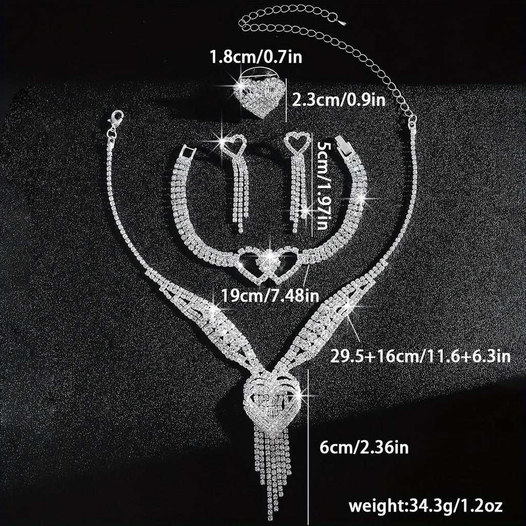 Ensemble Bijoux Mariage Luxe - Collier, Bracelet, Boucles d'Oreilles   OAXG Silvery