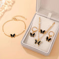 Ensemble de Bijoux Carrés pour Femmes - Collier, Bague et Boucles d'Oreilles   OAXG Black
