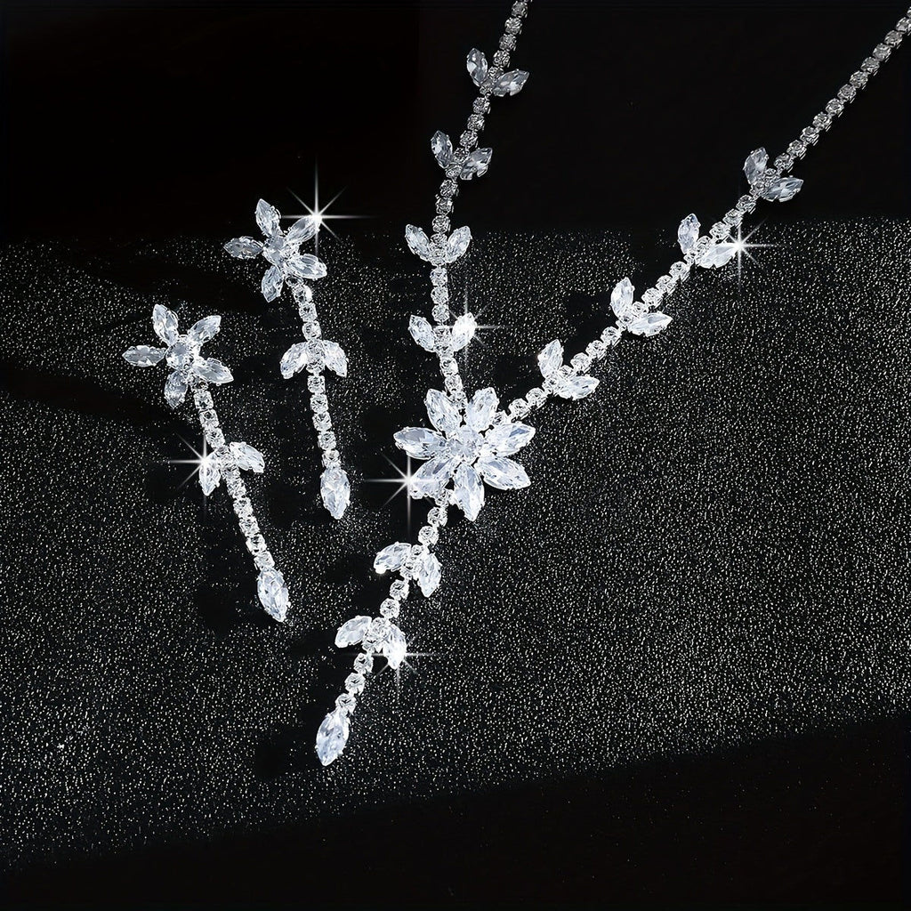 Ensemble de Bijoux de Mariée Luxueux - Collier Camélia en Zirconia   OAXG 