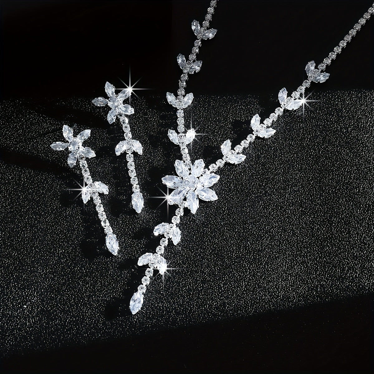 Ensemble de Bijoux de Mariée Luxueux - Collier Camélia en Zirconia   OAXG 