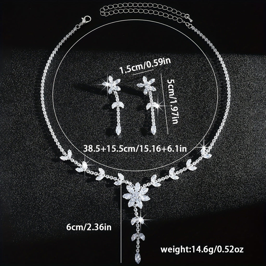 Ensemble de Bijoux de Mariée Luxueux - Collier Camélia en Zirconia   OAXG 