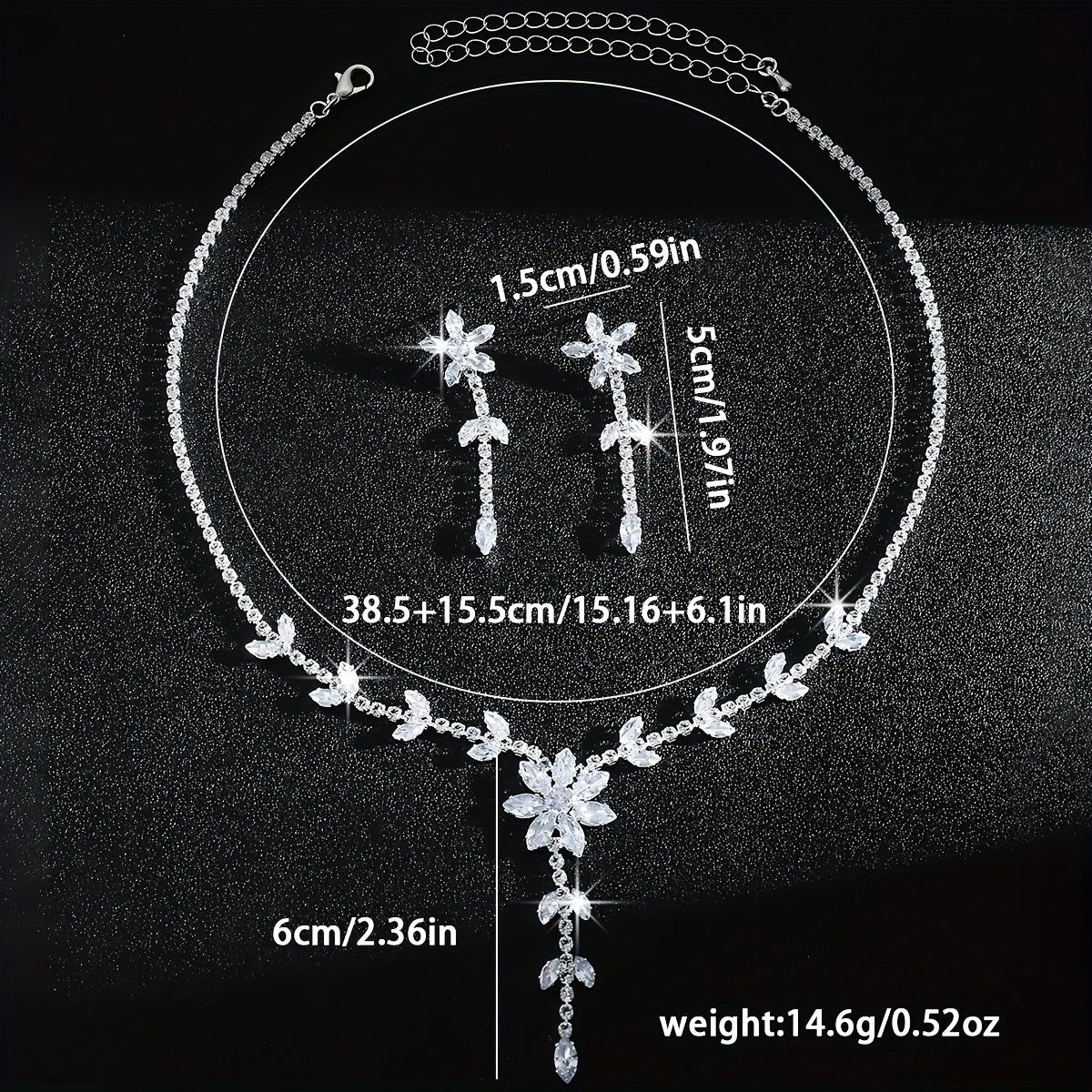 Ensemble de Bijoux de Mariée Luxueux - Collier Camélia en Zirconia   OAXG 