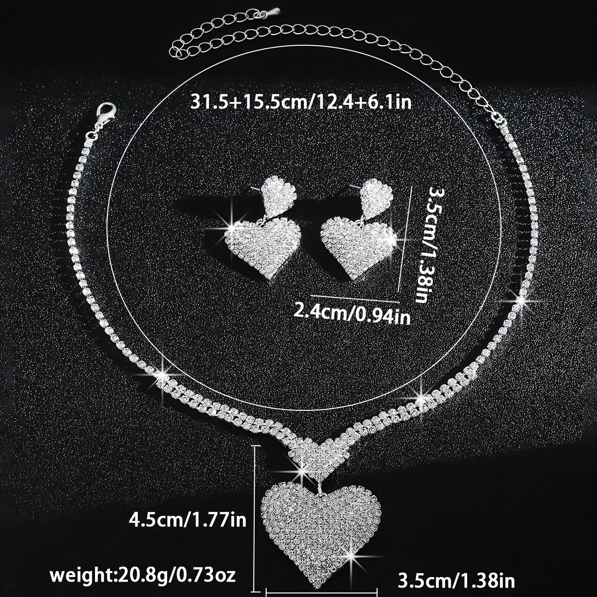 Ensemble de Bijoux en Rhinestones - Collier et Boucles d'Oreilles AJFKKFJ   OAXG 