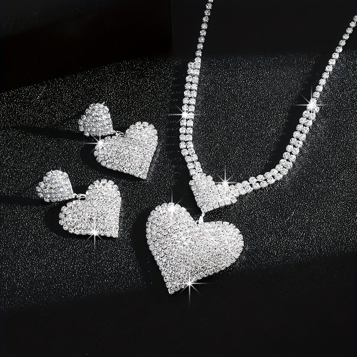 Ensemble de Bijoux en Rhinestones - Collier et Boucles d'Oreilles AJFKKFJ   OAXG 