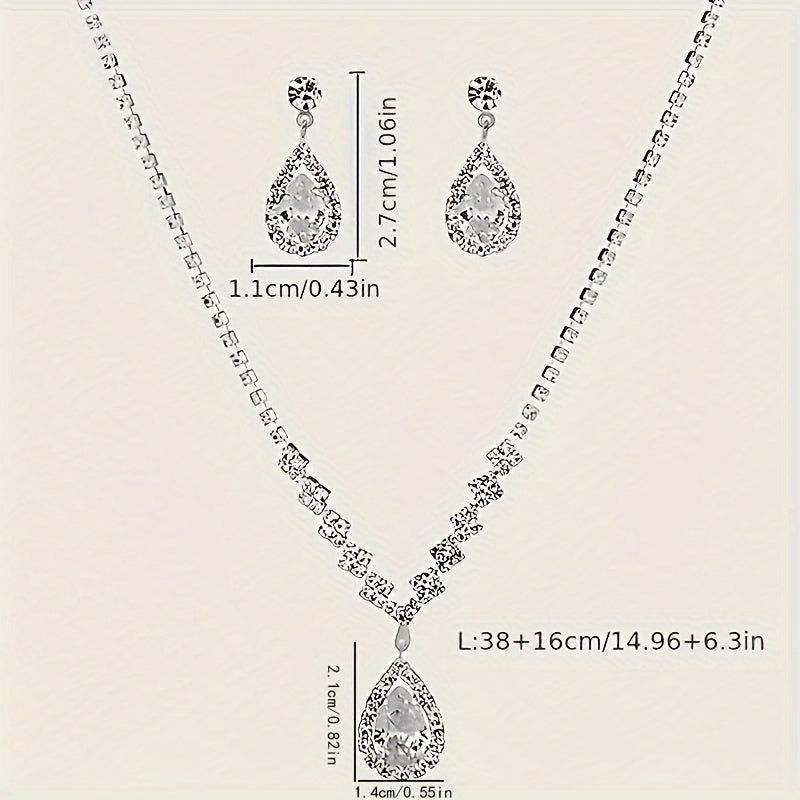 Ensemble de Bijoux en Rhinestones - Collier et Boucles d'Oreilles   OAXG 