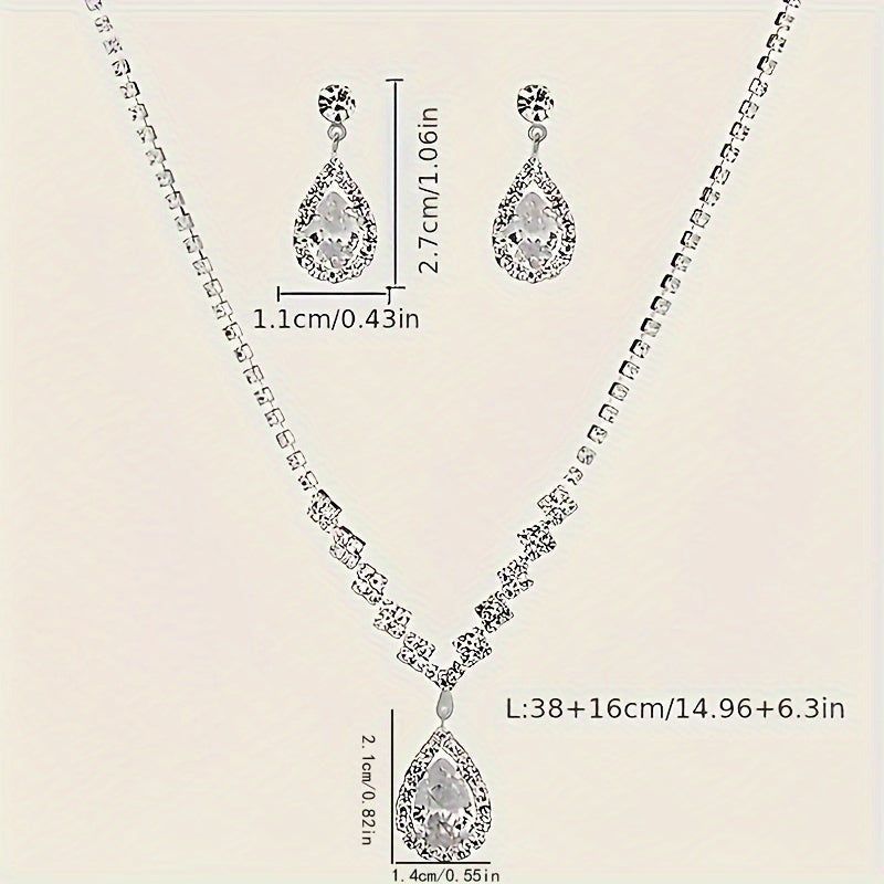 Ensemble de Bijoux en Rhinestones - Collier et Boucles d'Oreilles   OAXG Silvery