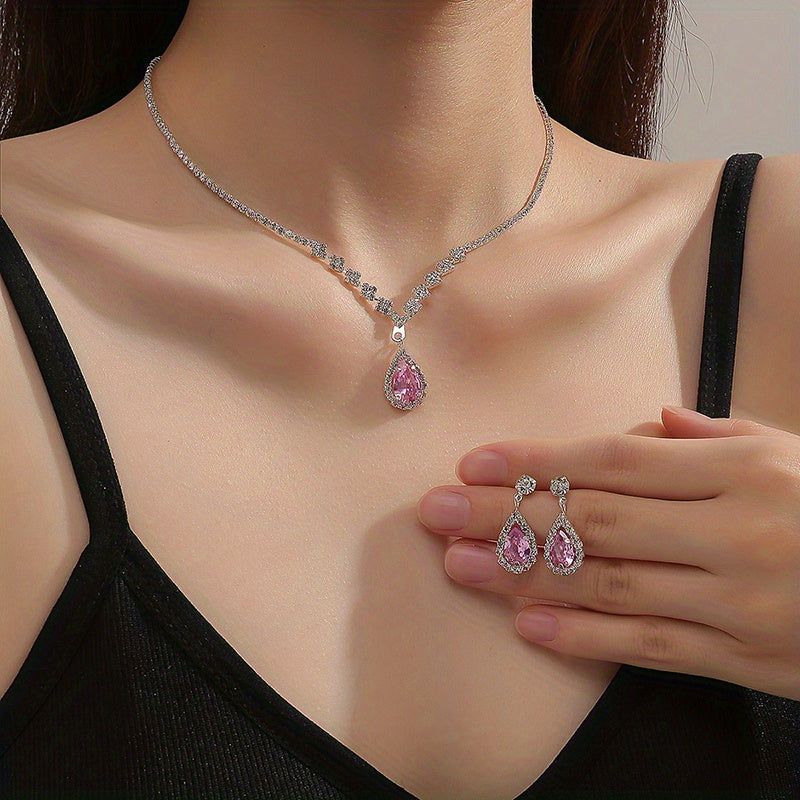 Ensemble de Bijoux en Rhinestones - Collier et Boucles d'Oreilles   OAXG Silvery