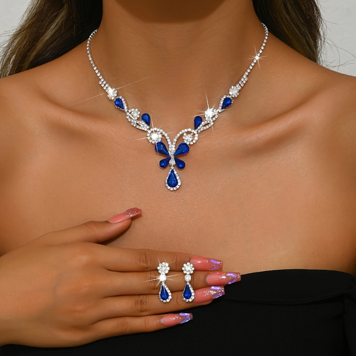Ensemble de Bijoux Femme 3pcs - Collier et Boucles d'Oreilles Papillon   OAXG Black