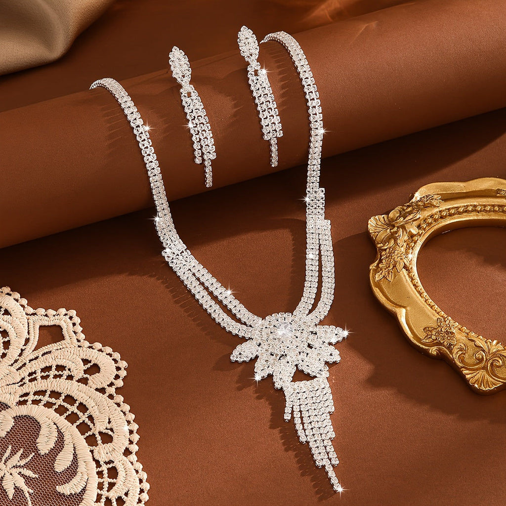 Ensemble de Bijoux Femmes 3pcs - Collier à Franges en Zircon   OAXG Silvery