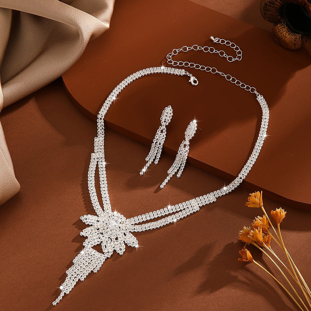 Ensemble de Bijoux Femmes 3pcs - Collier à Franges en Zircon   OAXG Silvery