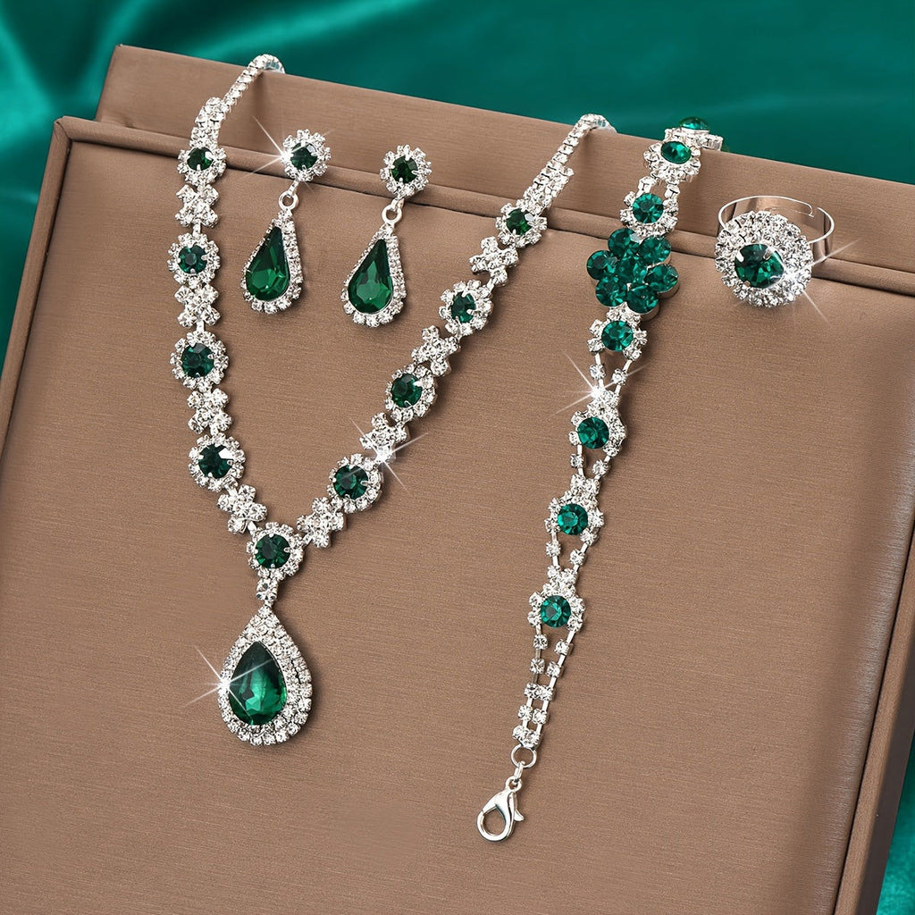 Ensemble de Bijoux Élégant 4 pcs - Collier, Boucles d'oreilles, Bracelet, Bague   OAXG 