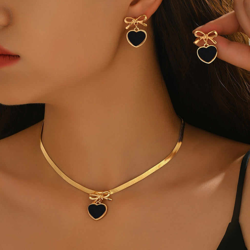 Ensemble de Bijoux Élégant Femme - Chaîne en Or et Pendentif Cœur   OAXG 