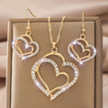 Ensemble de Bijoux Élégants - Collier et Boucles d'Oreilles en Zinc   OAXG Golden