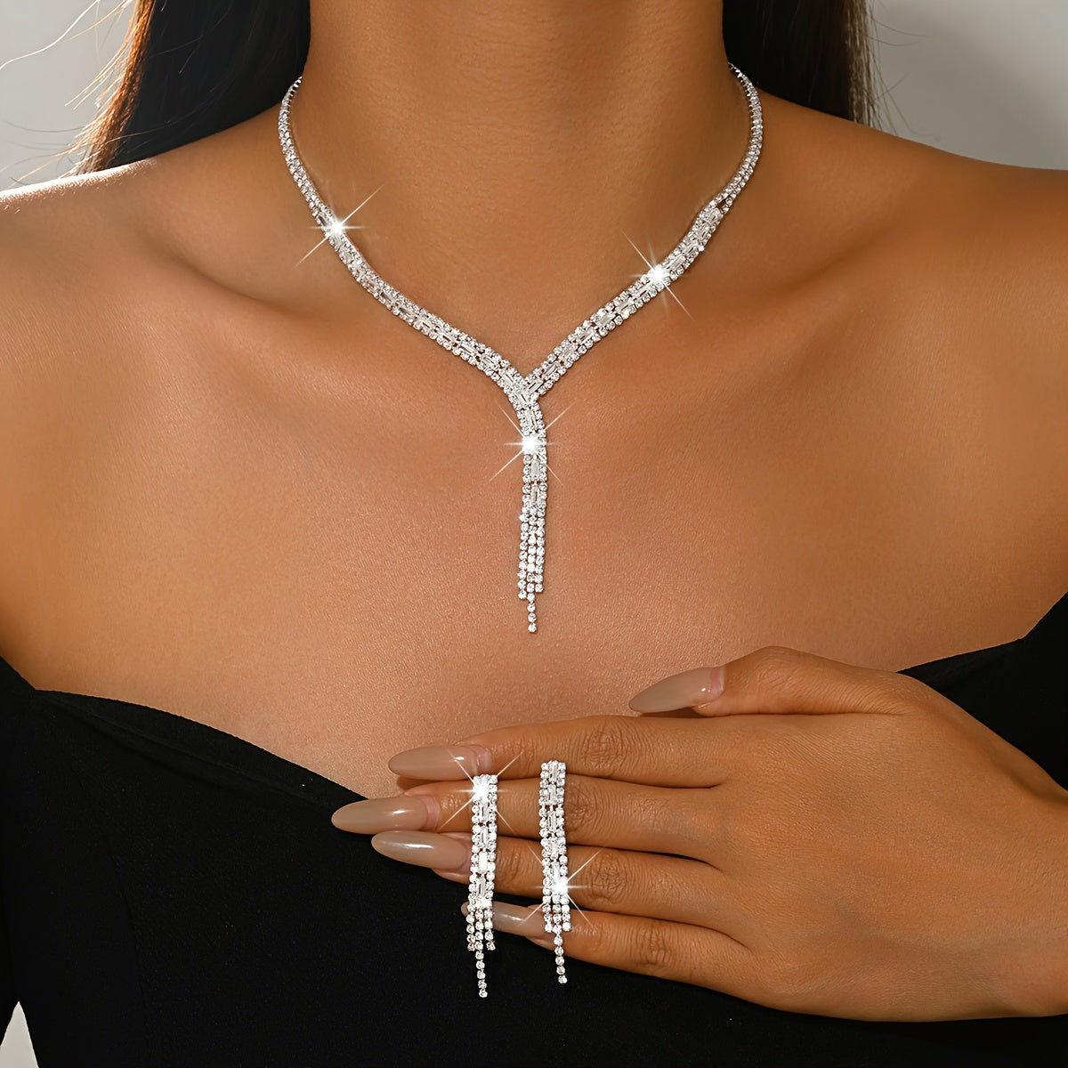 Ensemble de Bijoux Éléguants Y - Boucles d'Oreilles et Collier en Cuivre   OAXG 