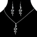 Ensemble de Bijoux Vintage - Boucles d'Oreilles et Collier Serpent Élégant   OAXG #1 Antique Silvery 3pcs Set