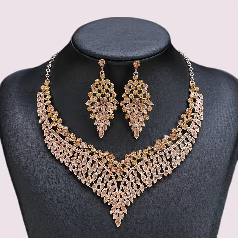 Ensemble de Bijoux Vintage - Collier et Boucles d'Oreilles, Luxe   OAXG 
